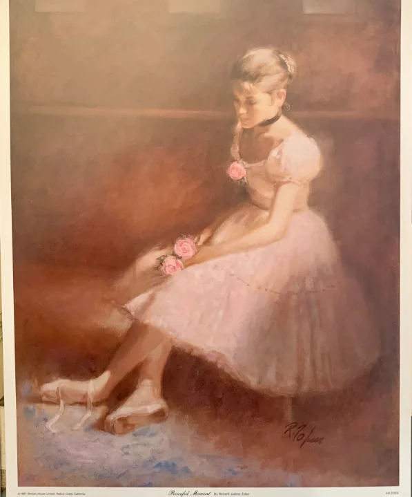 Peaceful Moment print by Richard Judson Zolan of a seated young ballerina