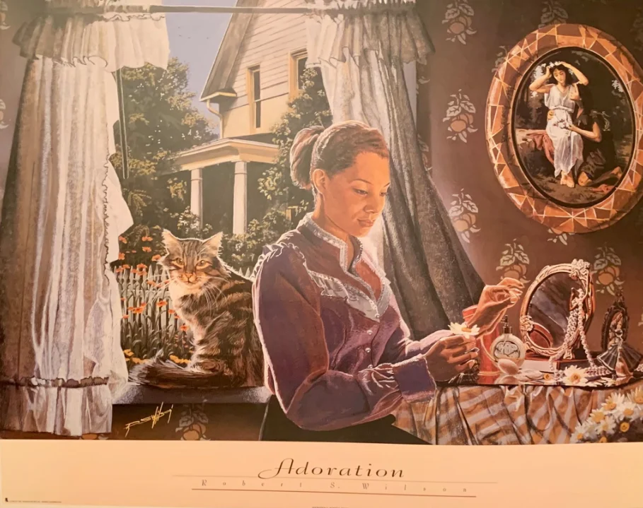 Adoration art print by Robert S. Wilson in a gilded frame